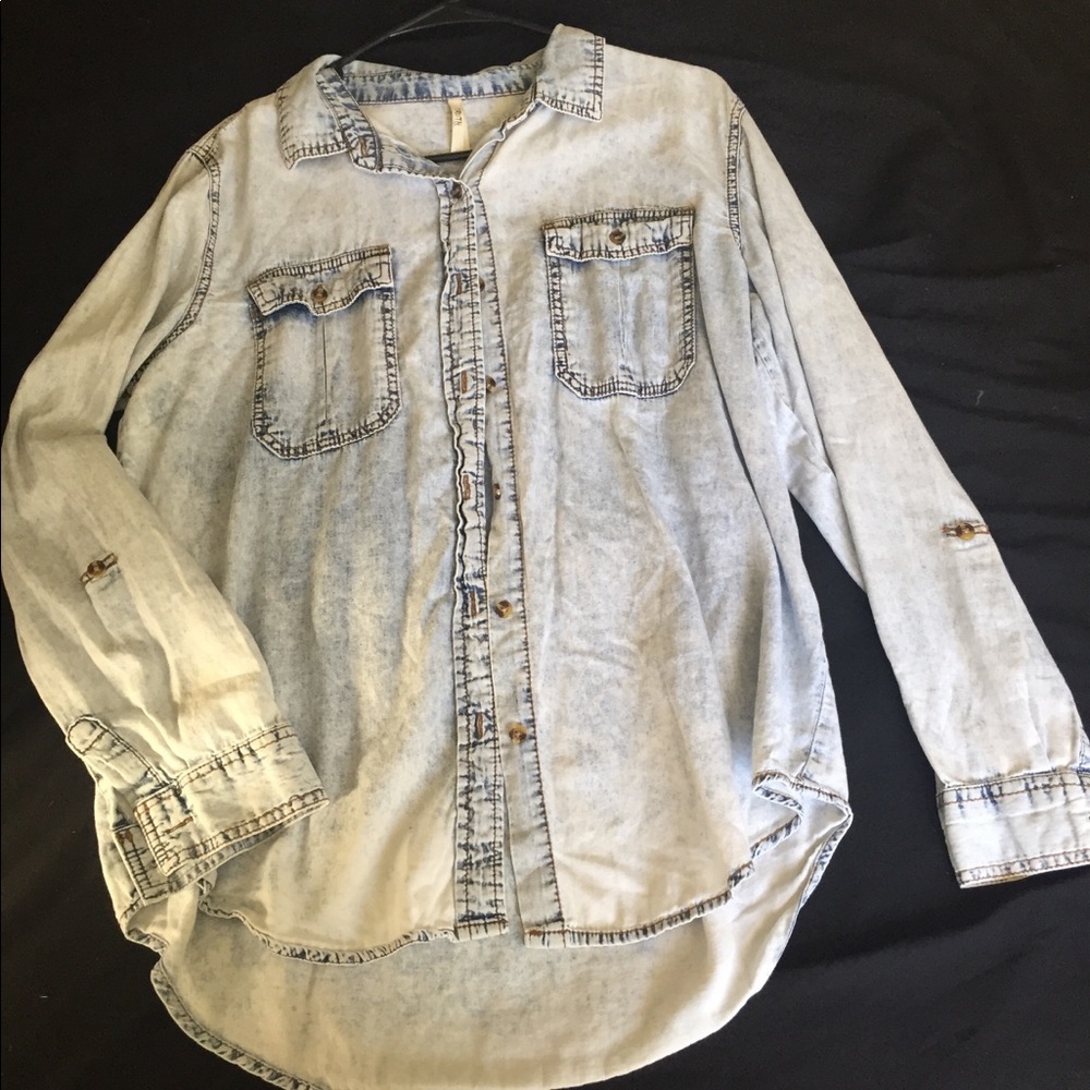 Acid washed button up